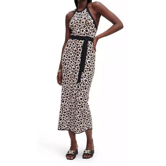 DVF x Target Halter Tie Neck Midi Dress Med Neutral Poppy Sweater Knit Stretchy - Picture 1 of 8